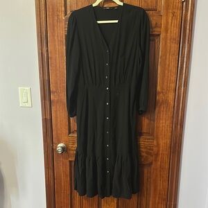 Elegant Black Button-Down Dress